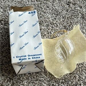 Princess House Clear Crystal Ornament with Gold Accent nib